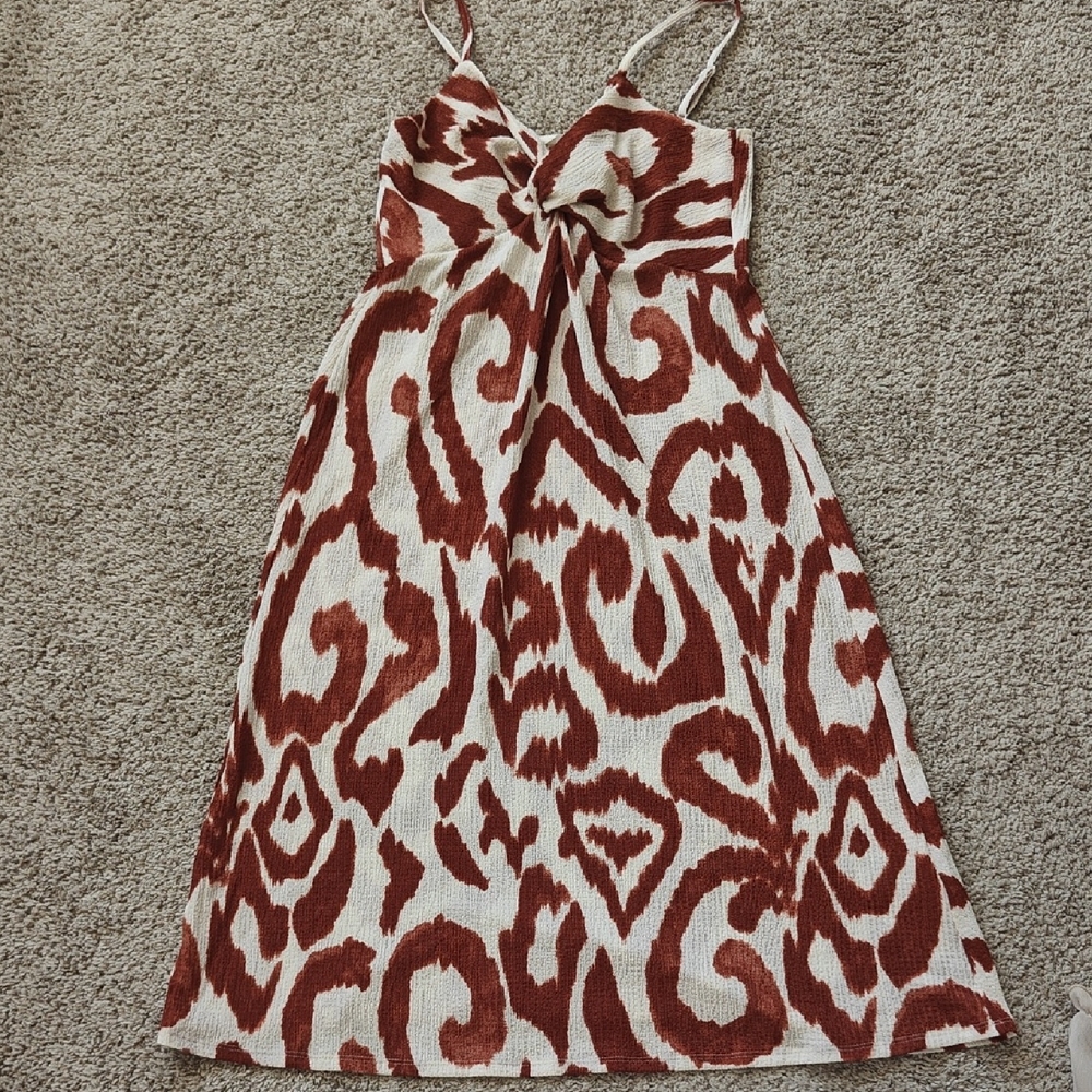 H&M Abstract Brown and Cream Midi Dress